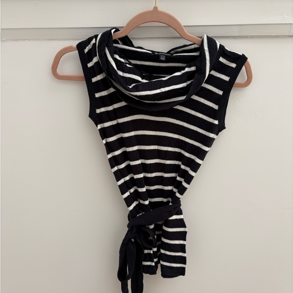 Le Chateau Navy and White Striped Tank Top